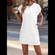 thumbnail image 4 of Vestido Corto de Verano para Mujer, Informal, con Mangas , Cuello Redondo, Holgado, Básico, , Talla M, 4 of 8