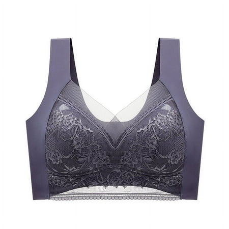 Lace plus Size Vest Seamless Ice Silk Push up Breathable Thin Bra Beauty Back Big Chest Small Fixed Underwear