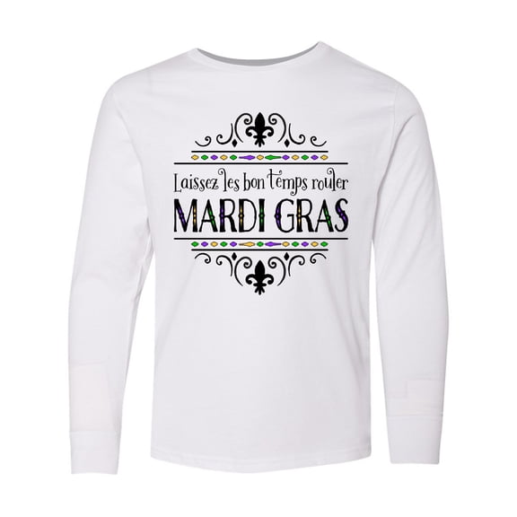 Inktastic Laissez Les Bon Temps Rouler Mardi Gras Long Sleeve Youth T-Shirt
