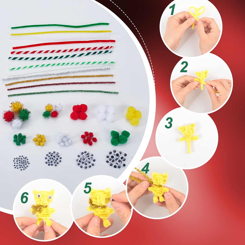 800Pcs Pipe Cleaners Craft Set Chenille Stems Crafts Kit with 480Pcs Balls Thick Fluffy Chenille Stem