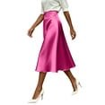 thumbnail image 3 of Squevariel Womens Satin Silk Midi Skirt Casual High Waist Skirts Fashion Soft Solid Color Long Skirt, 3 of 8