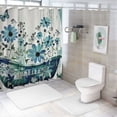 thumbnail image 6 of Orinice Teal Daisy Shower Curtain Farm Floral Flowers Butterfly Rustic Farmhouse Country Fabric Waterproof Shower Curtains with  for Bathroom Bath Curtain Decor  White, 6 of 6