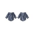 thumbnail image 2 of Cjfdfy Newborn Baby Girl Denim Fall Outfit Romper Ruffle Long Sleeve Button Closure Solid Fall Bodysuit Infant Girl Cute Denim Romper Baby Cowgirl Outfits Casual Fall Winter Clothes, 2 of 9