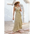 thumbnail image 2 of FreshPrettySummer Floral Maxi Dress for Women Vacation Ruffle Sleeve V Neck Belt Wrap Spring Beach Wedding Guest Dresses, 2 of 5