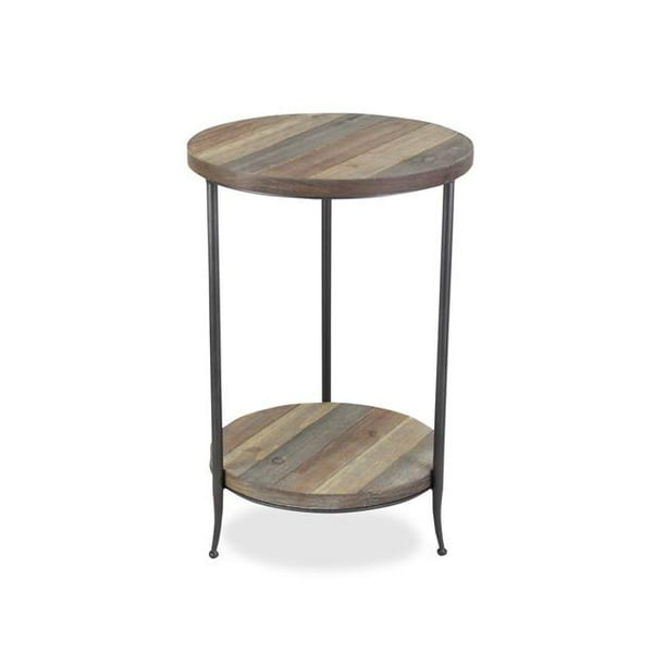 Cheungs 5057 2 Tier Multicolor Round Wood Side Table with Metal Legs