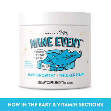 Legendairy Milk Mane Event Supplement Capsules for Hair, Skin, and Nails, 60 Count