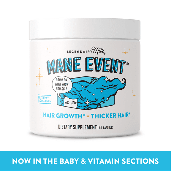 Legendairy Milk Mane Event Supplement Capsules for Hair, Skin, and Nails, 60 Count