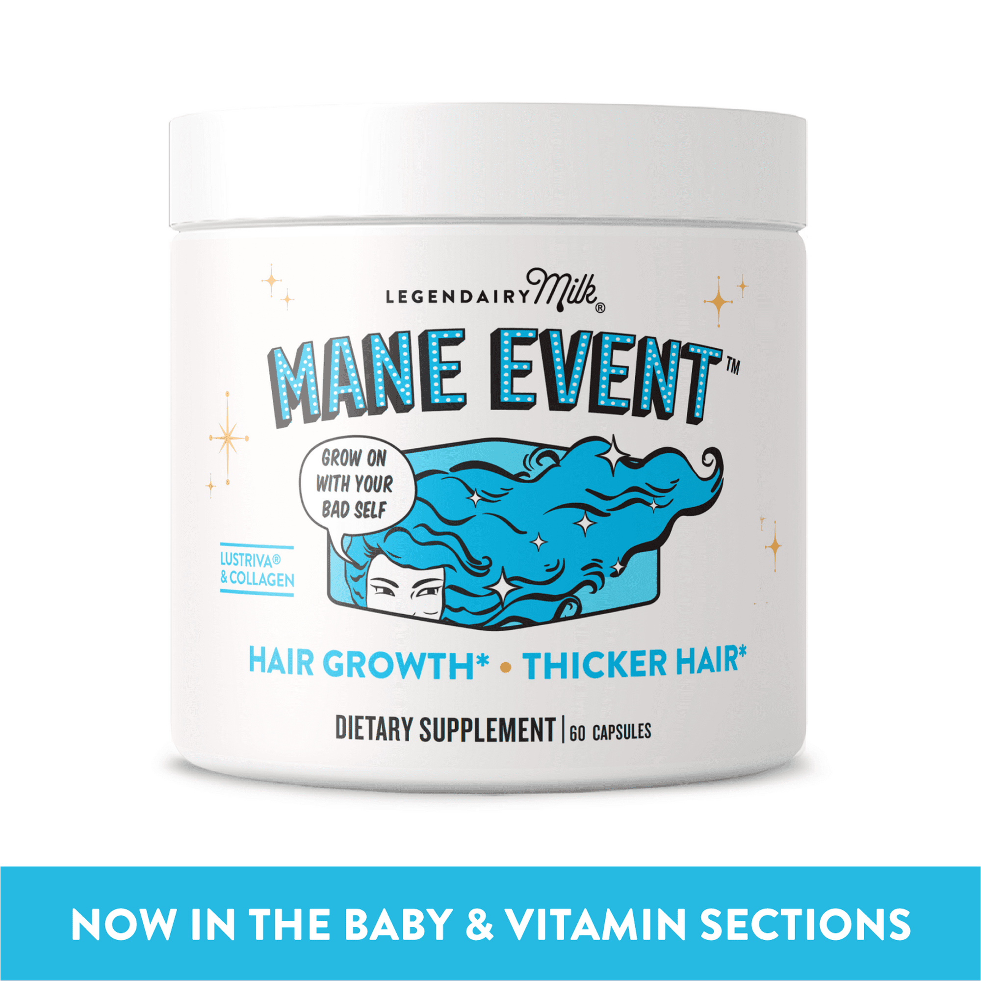 Legendairy Milk Mane Event Supplement Capsules for Hair, Skin, and Nails, 60 Count