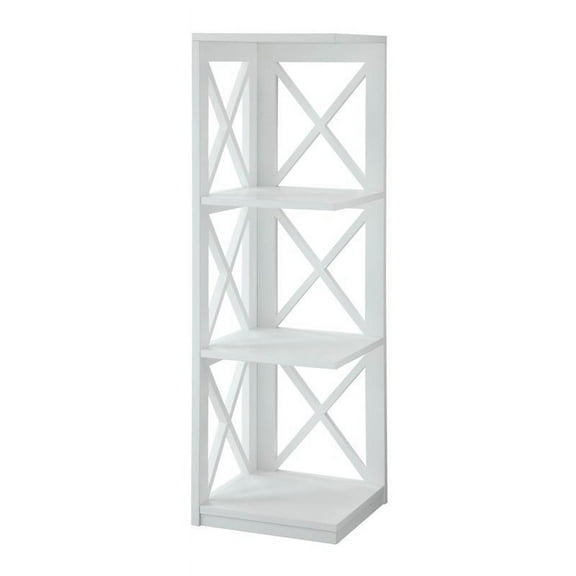 Pemberly Row 3 Shelf Corner Bookcase in White