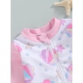 thumbnail image 6 of Aojekbee Baby Girl's Long Sleeve Swimsuit Round Neck Half Zipper Seashell Print Rash Guard Swimsuit Infant Toddler Bathing Suit, 6 of 10