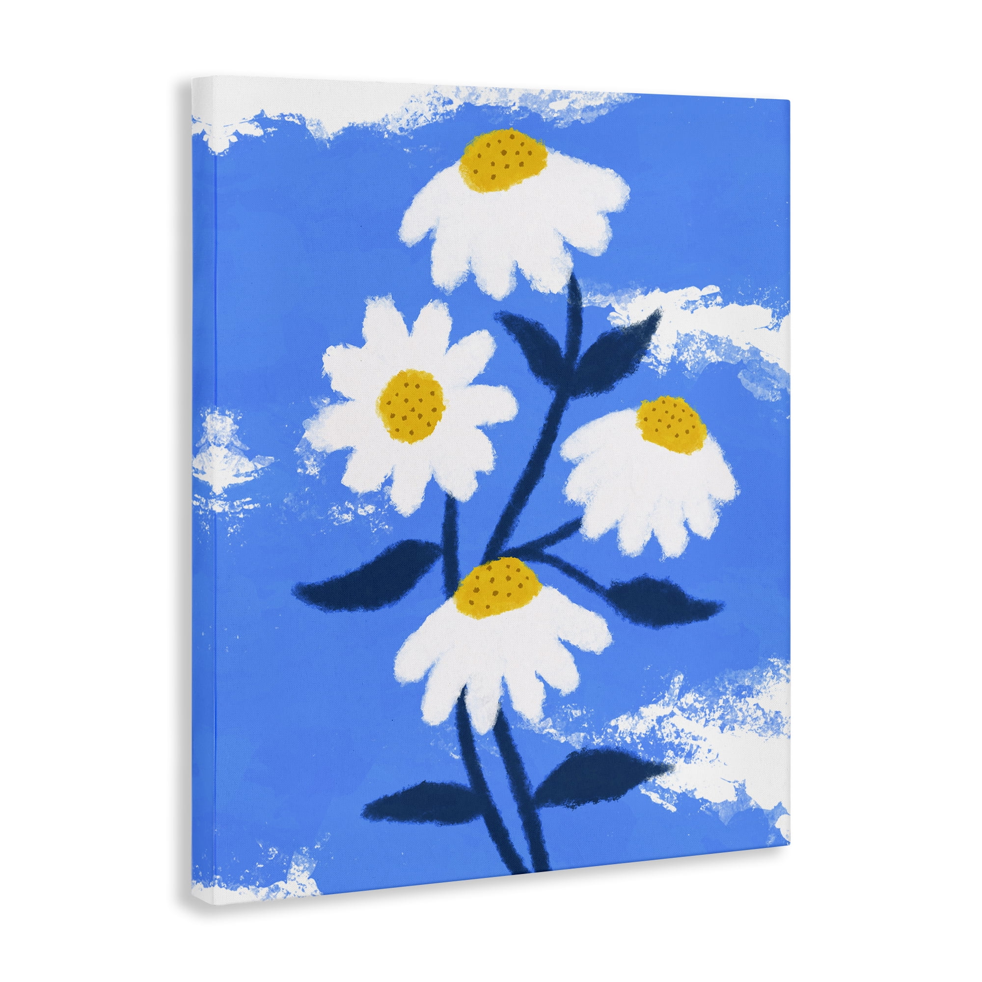 Stupell Industries Daisy Bloom with Clouds Plants & Flowers Painting Wrapped Canvas Art Print Wall Art, 30 x 40