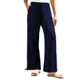 thumbnail image 6 of Outfmvch Summer Pants for Women Baggy Linen Wide Leg Culottes for Women Baggy Capris for Women Beach Pants for Women Drawstring Wide Leg Linen Pants Cropped Linen Pants Women Navy 2 S-3XL, 6 of 6