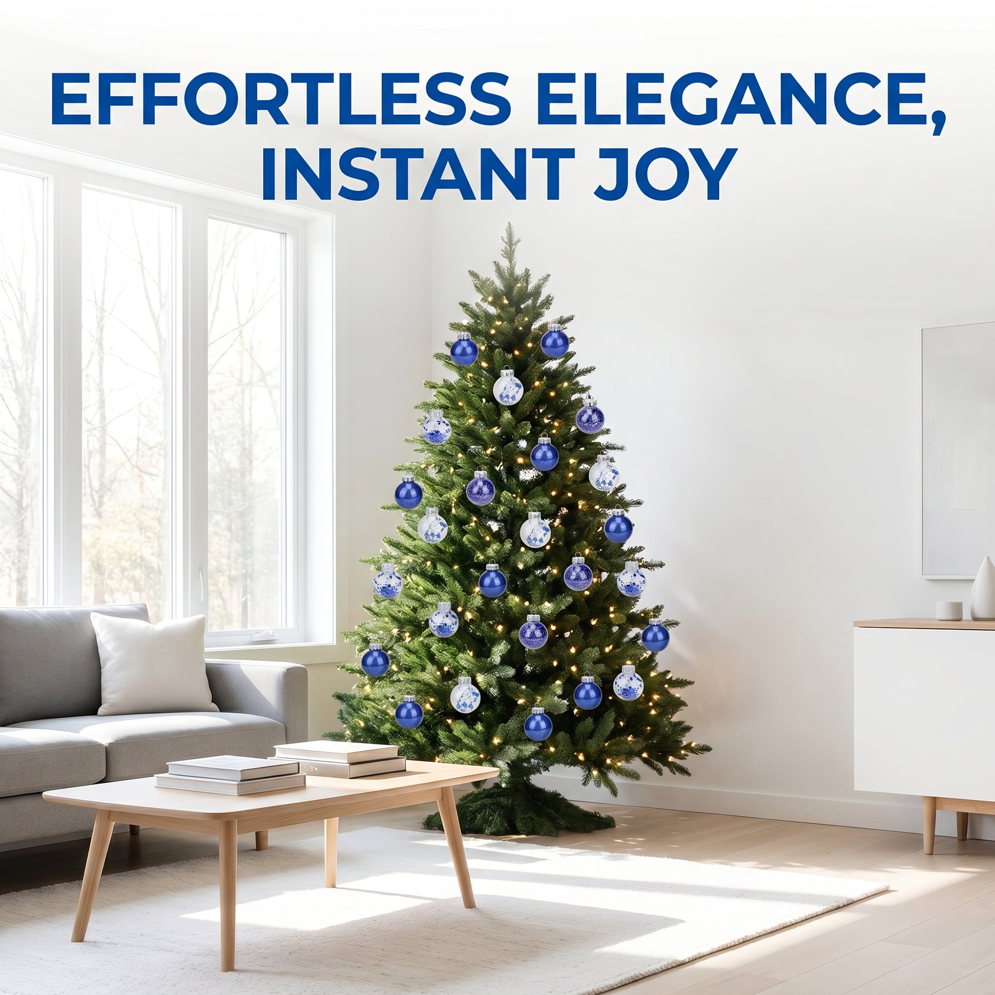 Unique Bargains Christmas Tree Ornaments - 24 Pack Baubles Shatterproof Balls Blue A 2.4"