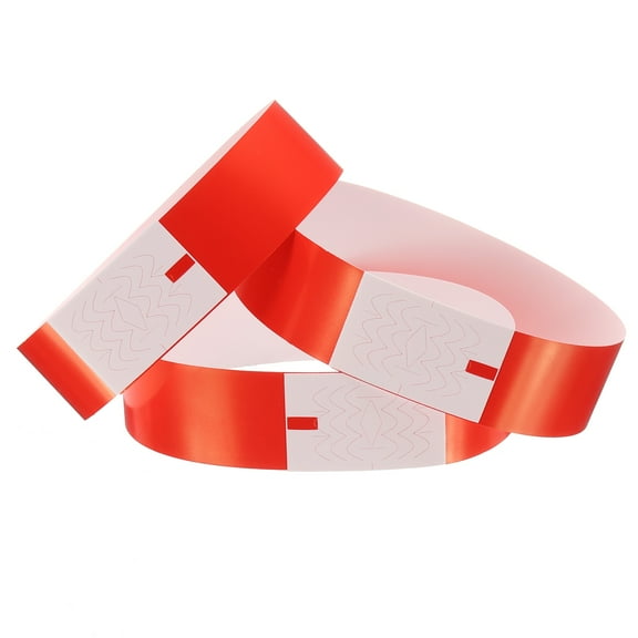 Uxcell 100Pcs Paper Wristbands for Events, Waterproof Prevent Reuse Bulk Bracelet Identification Wrist Band for Events Party Concert Bar Entrance Admission(Red)