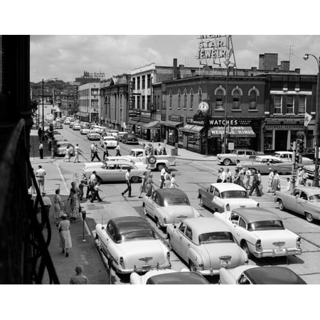 1950s Main Street Small Town America Intersection Of Chicago And Cass Streets Joliet Illinois Usa Print By