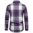 thumbnail image 4 of jjayotai Mens Long Sleeve Lapel Tops Clearance Mens Casual Regular Fit Cotton Checkered Overshirt Long Sleeves Lapel Button Down Flannel Plaid Shirt, 4 of 9