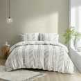 thumbnail image 2 of INK+IVY Full/Queen Comforter Set 3-Piece Cotton Jacquard Stripes All Season Bedding Set with Shams, Ivory, 2 of 10