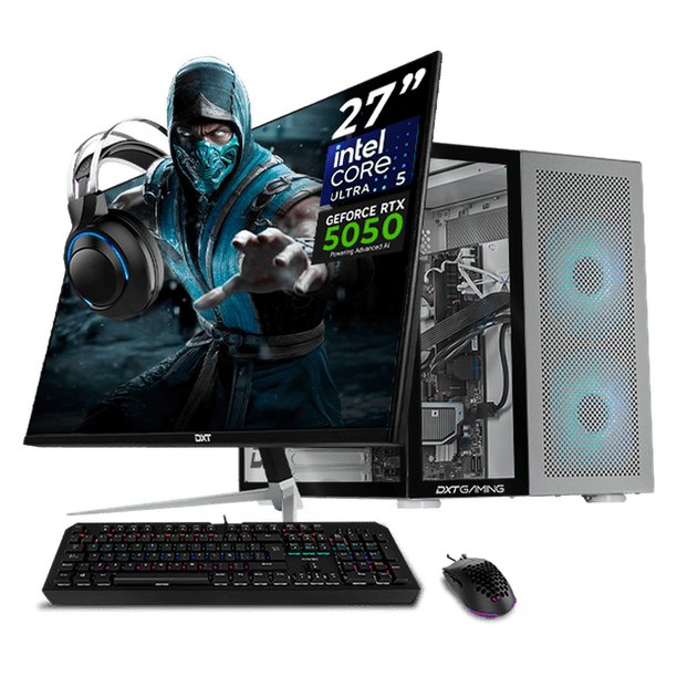 PC Gamer Completa IA Entry DXT GAMING NVIDIA GeForce RTX 5050 Intel Core Ultra 5 225F 16GB DDR5 SSD 1TB Monitor 27 165Hz Sistema Liquido WIFI BT Silver Rendimiento Inteligente con IA