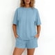 thumbnail image 3 of TaTaai Women's Summer Lounge Set Short Sleeve Round Neck T-Shirt and Elastic Waist Shorts Solid Color Matching Two Piece with Pockets for Comfortable Daily Wear Gift, 3 of 7