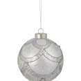 thumbnail image 3 of Northlight Glittered Cosmoid Glass Christmas Ball Ornament - 4" - Silver, 3 of 4