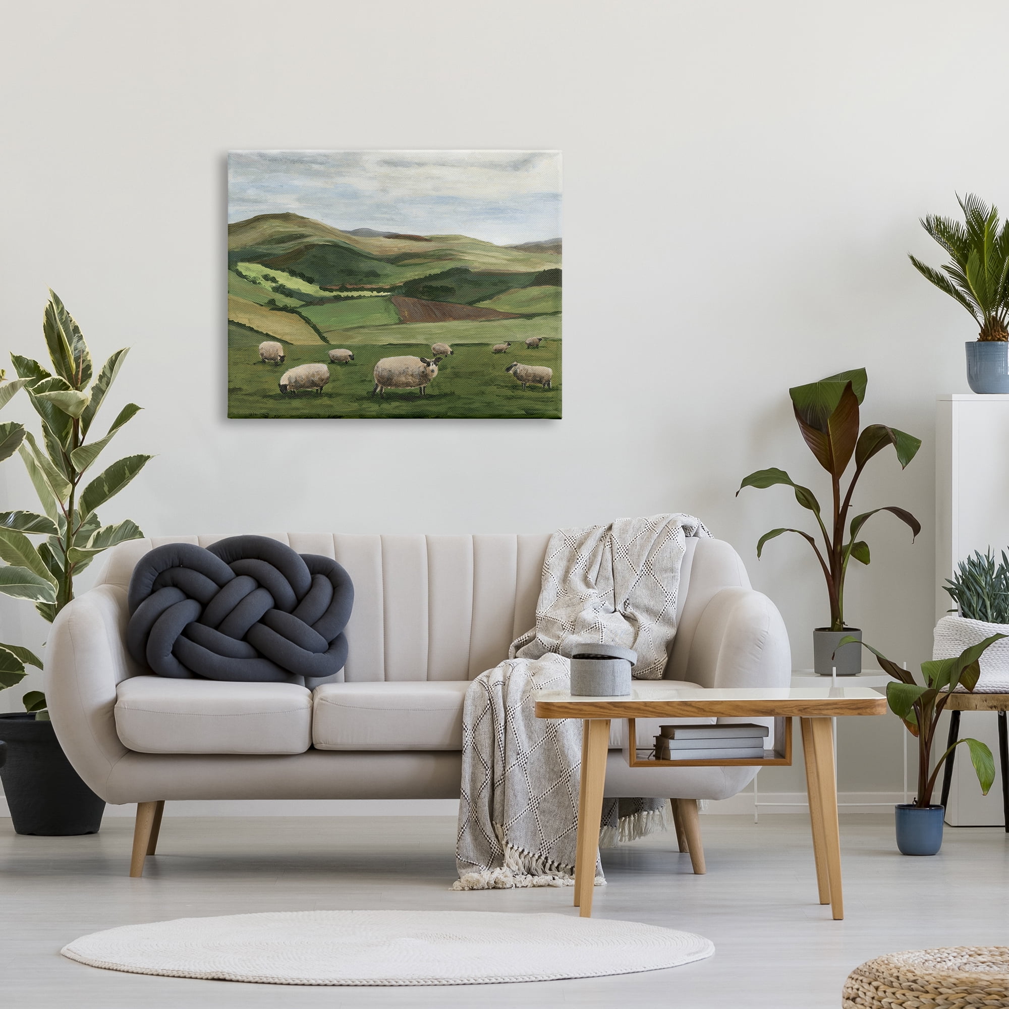 Stupell Industries Countryside Sheep Grazing Animals & Insects Painting Gallery Wrapped Canvas Art Print Wall Art, 40 x 30