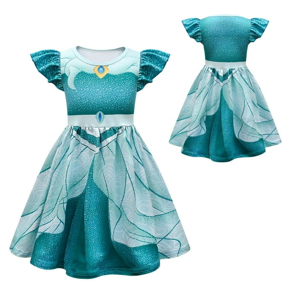 Rongking Girls Jasmine Cosplay Dress Cartoon Halloween Costume Outfit 2-8T