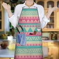 thumbnail image 4 of Pink and Blue Triangle Pattern Apron-Garden Aprons for Women with Pockets-Cotton Linen Waterproof Kitchen Cooking Gardening Aprons Adjustable for Kitchen,Cooking,BBQ and Salon 33x27 Inch, 4 of 5