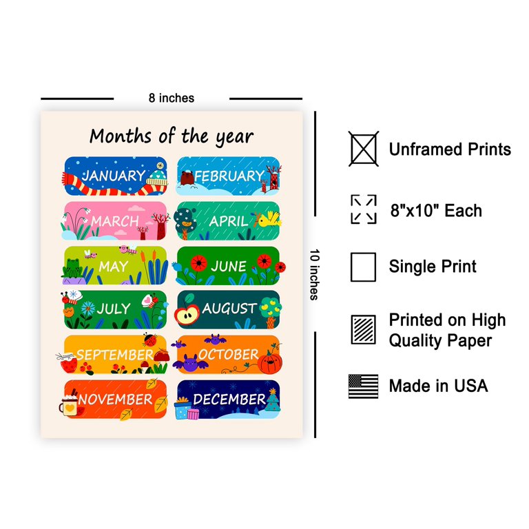 Poster Master Months Of The Year Poster - Months Chart Print - Educational Art - Learning Materials Art - Gift for Students & Teachers - Chic Decor for Classroom or Playroom - 8x10 UNFRAMED - Walmart.com poster-master-months-of-the-year-poster-months-chart-print-educational-art-learning-materials-art-gift-for-students-teachers-chic-decor-for-classroom-or-playroom-8x10-unframed-nbsp-walmart-com