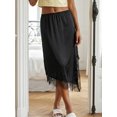 thumbnail image 6 of LMLYSoH Women Skirt Elastic Waist Lace Patchwork Irregular Hem Side Slit Casual Going Out Skirts, 6 of 9