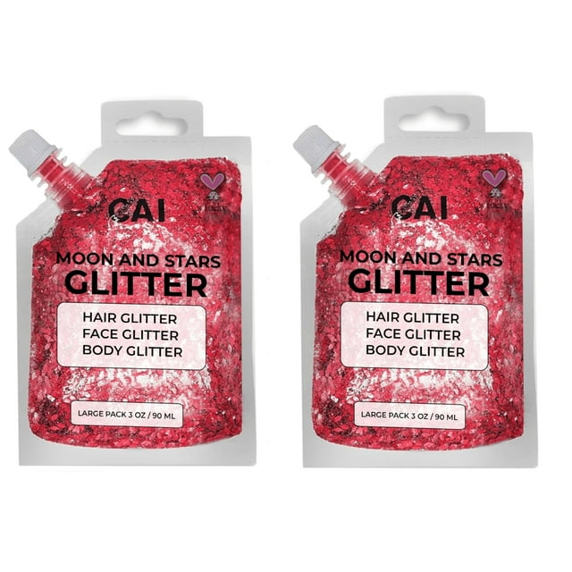 Gel con purpurina CAI BEAUTY NYC para rostro y vello para Halloween, 90 ml, rojo