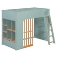 thumbnail image 4 of Twin Size Kids Loft Bed with Shelves, Wooden High Profile Teens Storage Bed Frame with Ladder and Removable Large Drawer, 4 of 11
