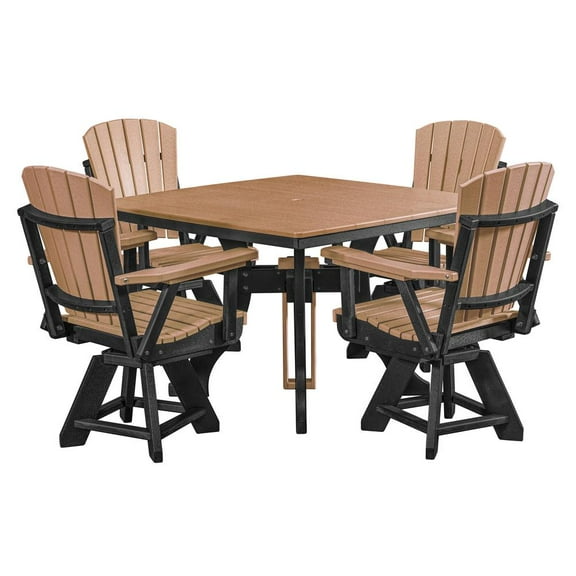 Five Piece Square Dining Height Dining Set in Cedar/Black