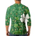 thumbnail image 4 of Men's St. Patrick's Day Shamrock Henley Shirt 3/4 Sleeve Casual Clover Print Top, 4 of 4