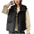 thumbnail image 3 of UPPADA Winter Down Vest for Women Sleeveless Cute Puffer Vest Dressy Casual Loose Winter Warm Lightweight Stand Collar Down Jacket Coats with Pockets winter saving Black,L, 3 of 9
