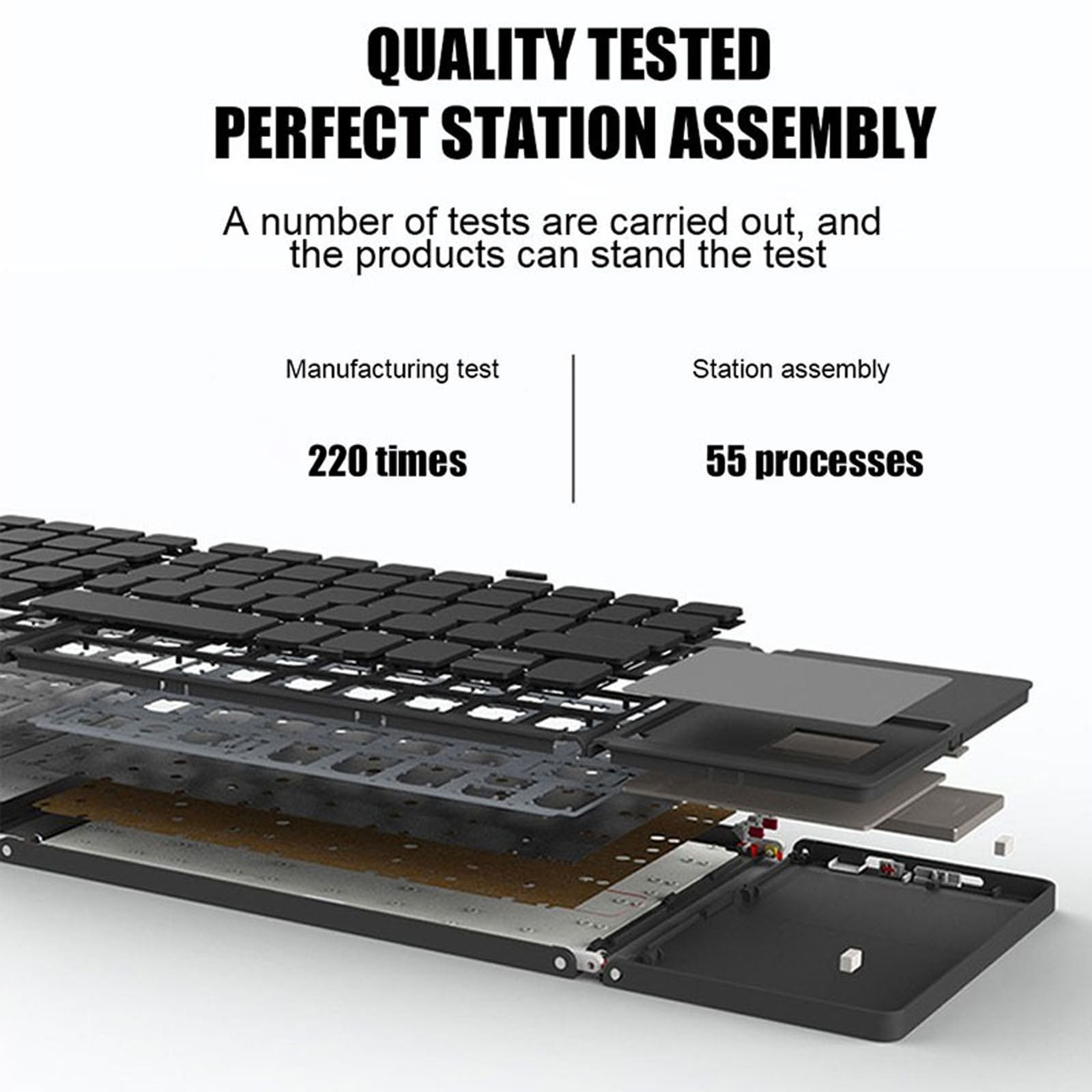 1Pcs Foldable Bluetooth Keyboard - Wireless Portable Keyboard with Touchpad, Tri-Fold Designed, Perfect for Travel Business Remote Work