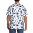 thumbnail image 3 of Xecao blue Snowflake Prints Pattern Men's Short-Sleeve Cuban Collar Button-Down Shirt with Chest Pocket Lightweight Tropical Vacation Shirt-Small, 3 of 5