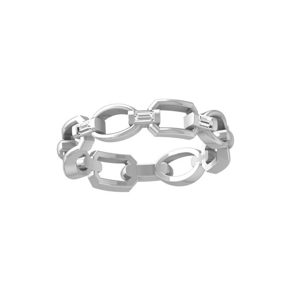 ARAIYA FINE JEWELRY 10K White Gold Baguette-shape Diamond Anniversary Band Ring (1/20 cttw, I-J Color, I2-I3 Clarity) Size 8.5