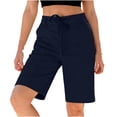 thumbnail image 6 of akafmk Women's 7" Bermuda Shorts Drawstring Tailored Loose Dressy Summer Shorts with Pockets, 6 of 7