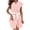 Pink, variant on Women's Waffle Weave Bathrobe, Absorbent Short Sleeve Wrap Robe with White Piping Trim and Belt, Quick-Dry Mid-Length Sleepwear for Home & Spa