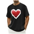 thumbnail image 1 of Tops para hombre, blusas y camisas de cuello redondo y manga corta para hombre. Camiseta/camisa informal de cuello redondo y manga corta con estampado de corazones para hombre. Tops de poliéster para, 1 of 4