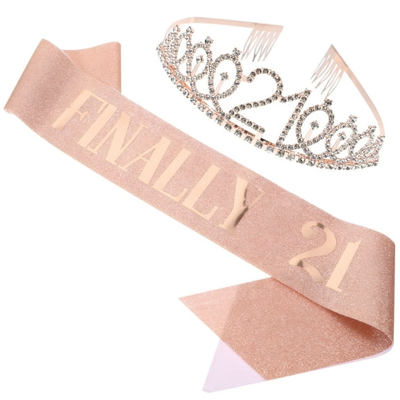 DESIGNICE 1 Set Birthday Sash Tiaras Girls 21st Birthday Crown Headdress Party Decoration