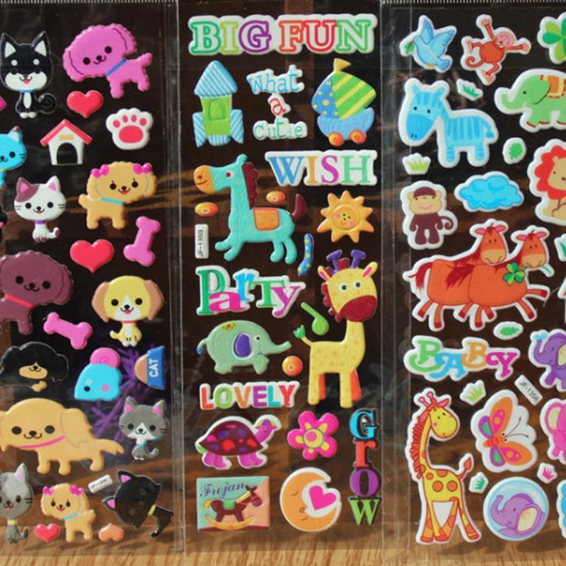 10sheets Stickers For Kids Boys 3D Puffy Bubble Scrapbook Cartoon StickersS-ca 