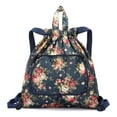 thumbnail image 1 of Basketball Yoga Bag Drawstring Folding Backpack Nylon for Travel (Small Flowers), 1 of 5
