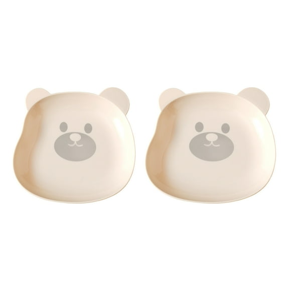HBBKVI Set of 2 Cute Bear Shaped Plastic Plates, 5" × 6" Dessert Plates for Cake Salad Snack, White