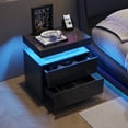 thumbnail image 2 of Nightstand LED Bedside Table Cabinet Lights Modern End Side with 2 Drawers for Bedroom, 2 of 6