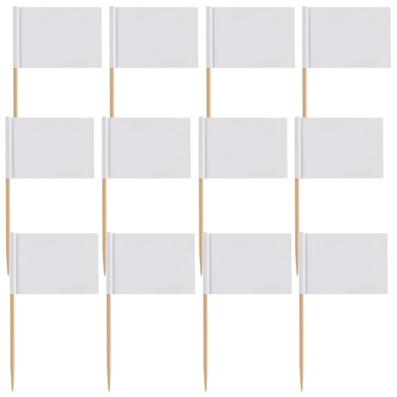 KALLORY Catering Flags Toothpick Flags White Paper 200Pcs