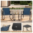 thumbnail image 3 of Noelse 3 Piece Outdoor Textilene Rocking Bistro Set, Patio Furniture Set with Heat-Resistant Armrests and Coffee Table for Porch, Balcony, Blue, 3 of 9