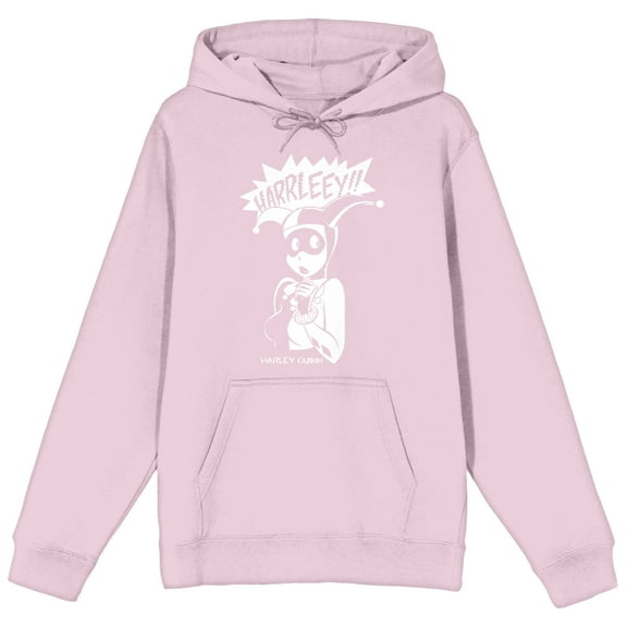 Harley Quinn Joker Costume Long Sleeve Cradle Pink Adult Hooded Sweatshirt -Small