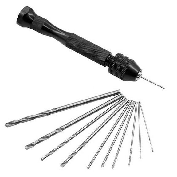 OPOLSKI Mini Hand Drill with Keyless Chuck   10 Pcs Twist Drill Bits Drilling Rotary Tool