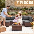 thumbnail image 3 of LHBcraft 7 Pieces Patio Conversation Set, All-Weather Rattan Wicker Outdoor Sectional Furniture with Coffee Table for Garden & Backyard & Poolside, Grey, 3 of 10